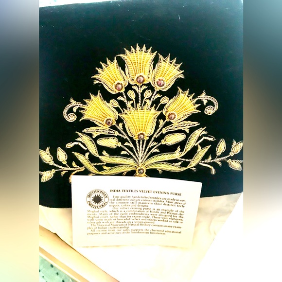 NIB India textile velvet evening purse w/stones & metallic Smithsonian Institute - Picture 2 of 10